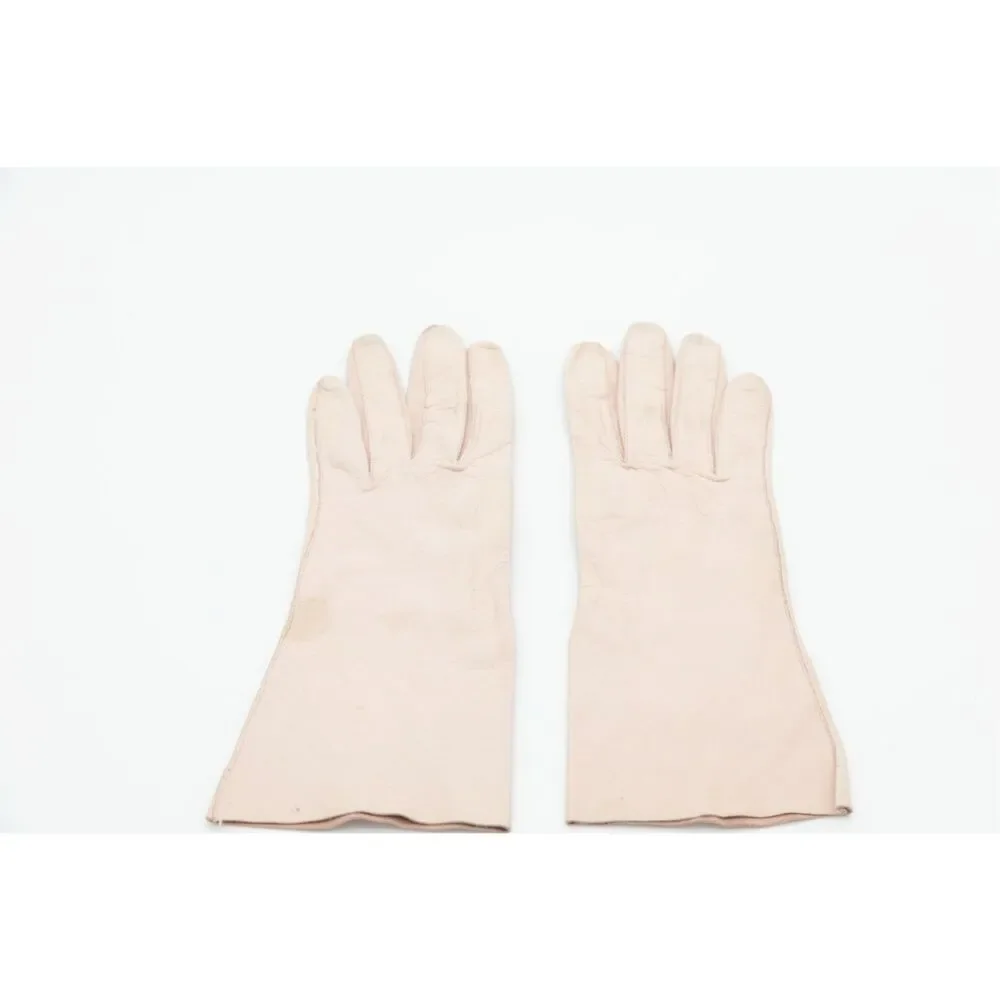 Vintage 1950s Kid Leather Gloves Women’s Size 7 Pink Blue‎ Stamp 10” Long